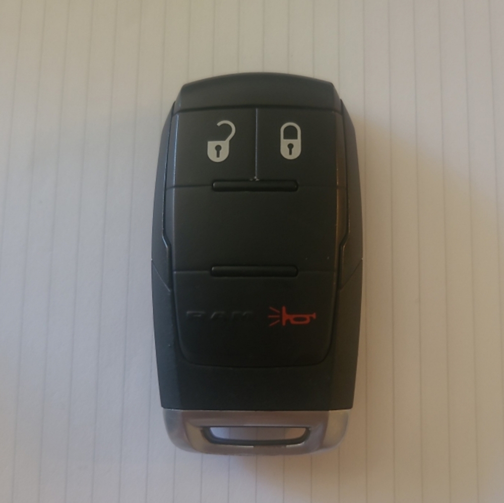 Black Dodge Ram OEM Key Fob with Silver Trim